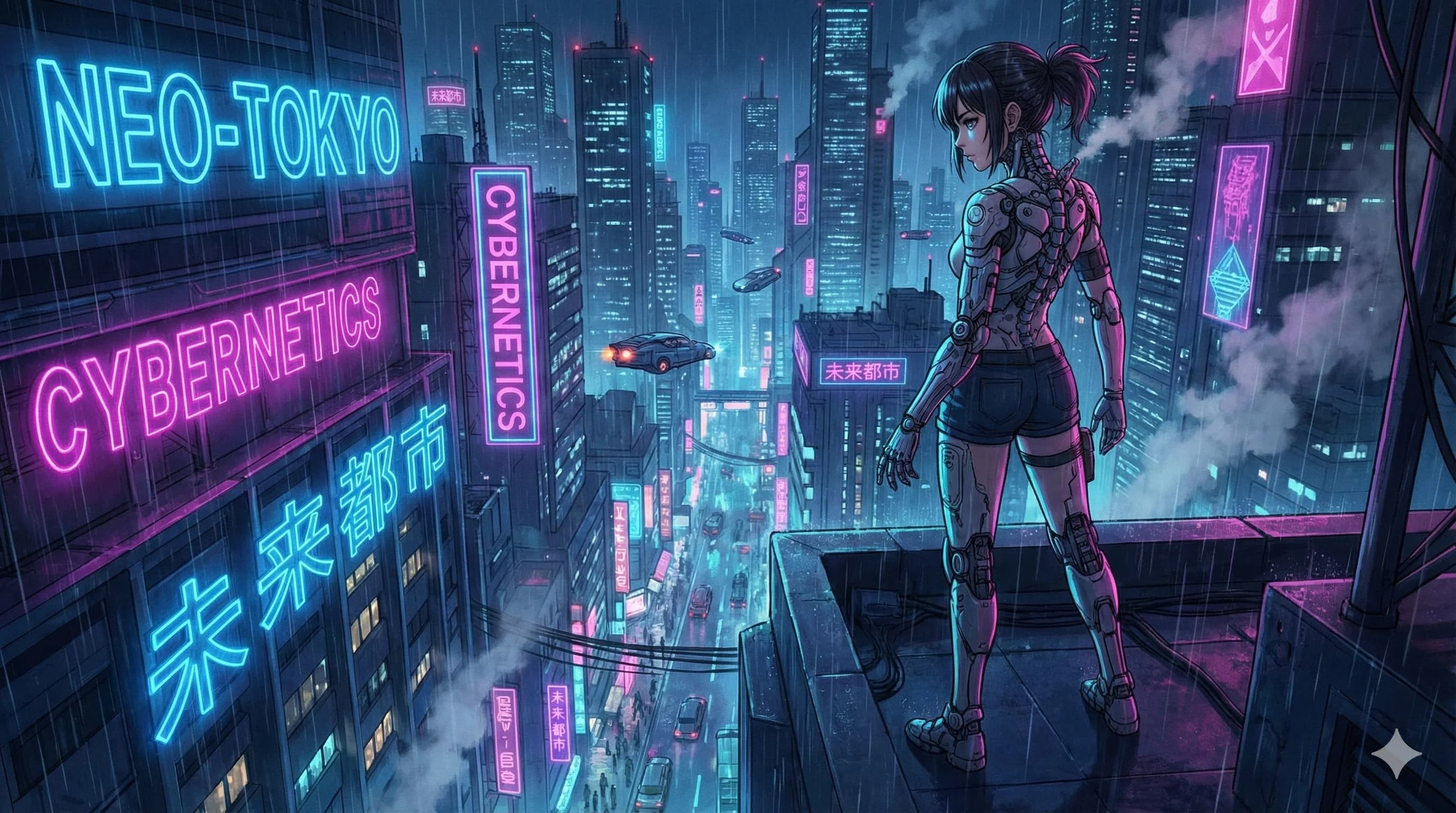 赛博朋克少女 - Anime 风格 AI 绘画作品