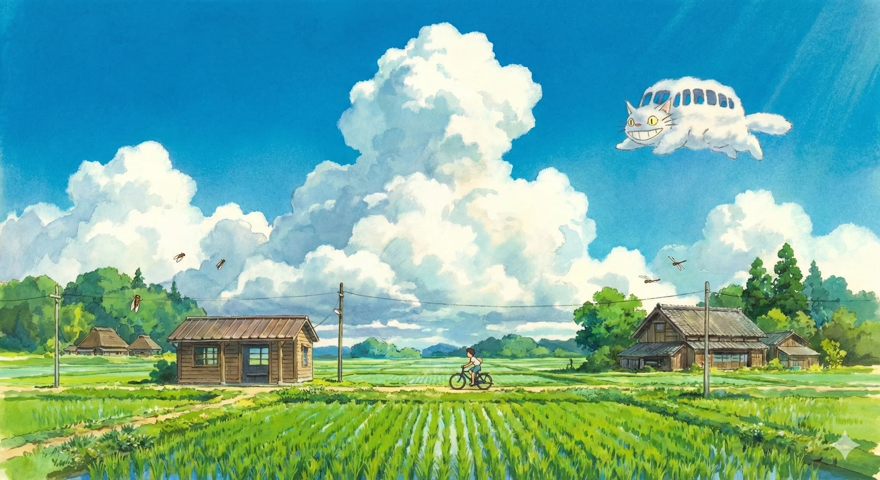 吉卜力风格·夏日乡间 - Anime 风格 AI 绘画作品