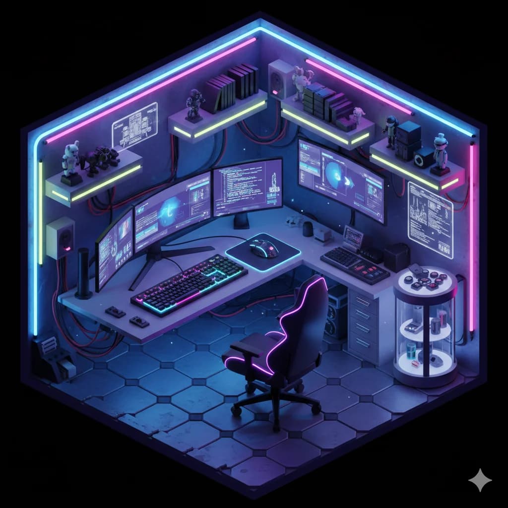 赛博极客书房 - 3D 风格 AI 绘画作品