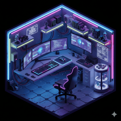 赛博极客书房 - 3D 风格 AI 绘画作品