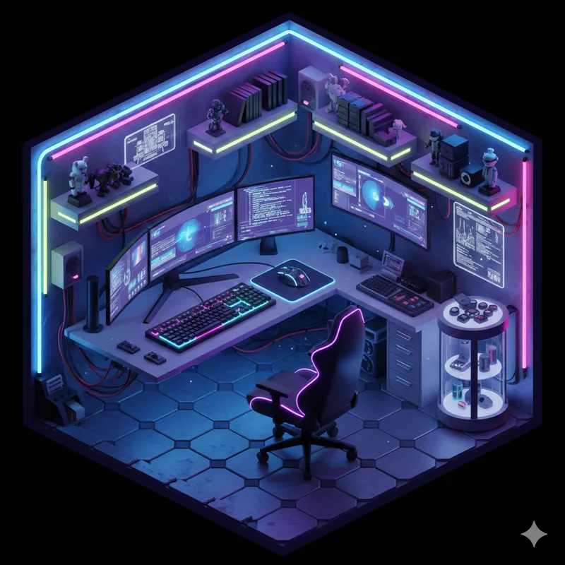 赛博极客书房 - 3D 风格 AI 绘画作品