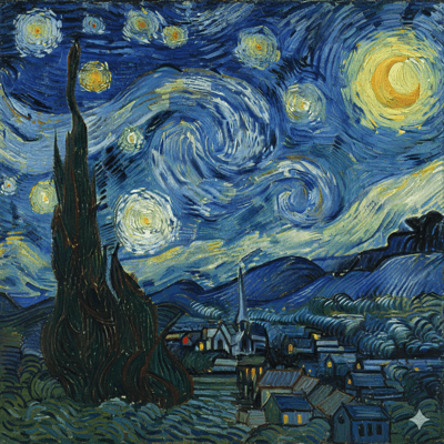 星月夜·致敬梵高 - Artistic 风格 AI 绘画作品