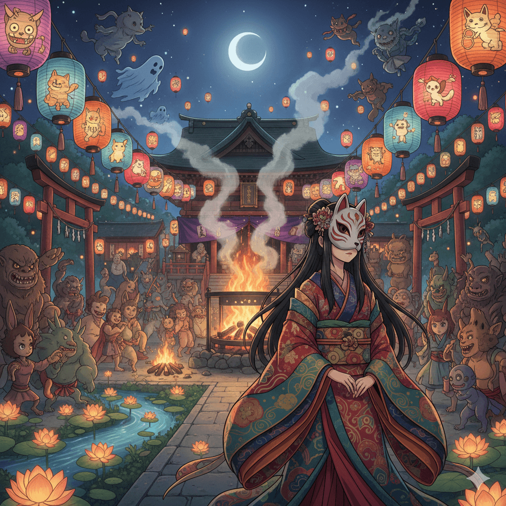 妖怪祭典之夜 - Anime 风格 AI 绘画作品